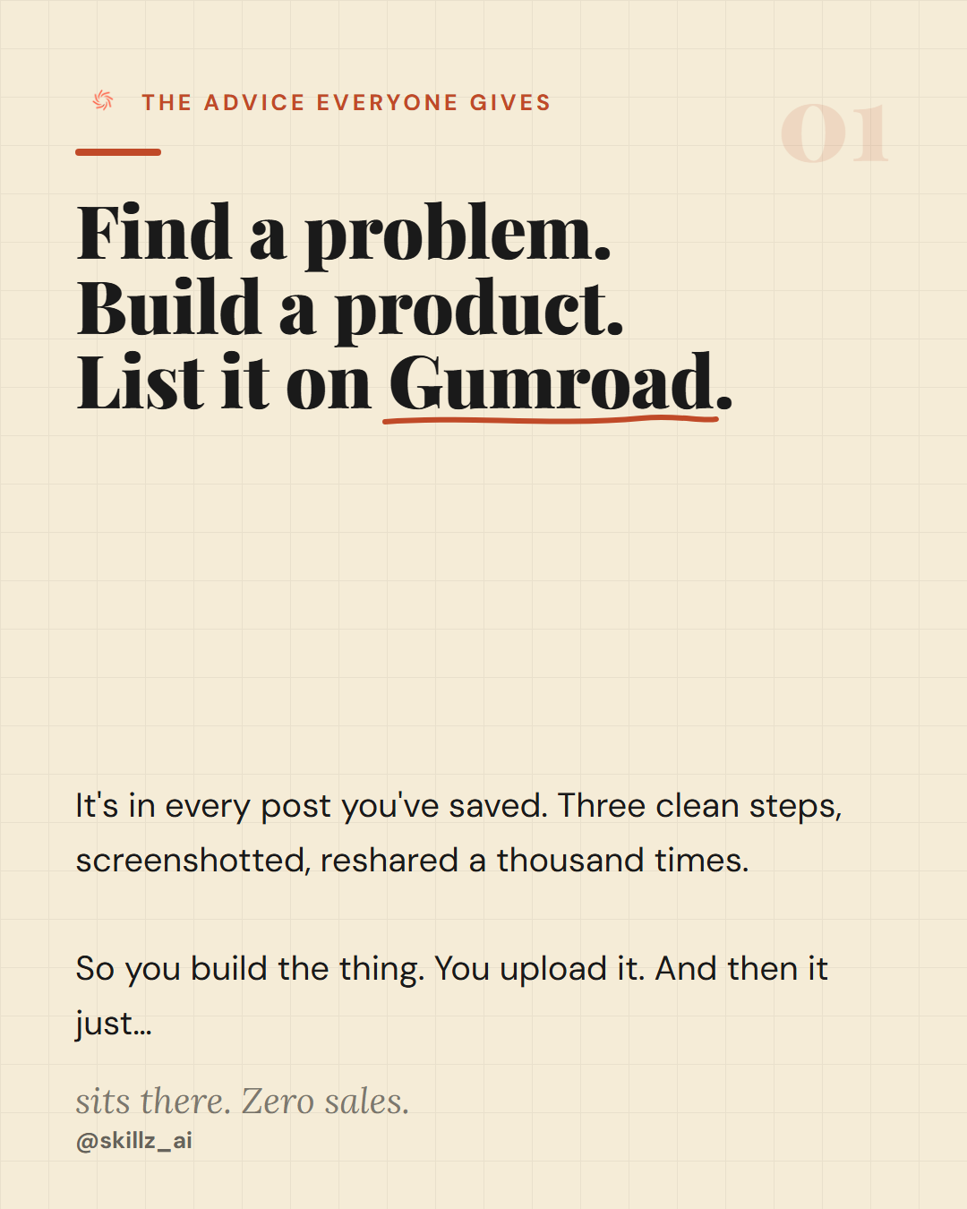 Find a Problem. Build a Product. List on Gumroad.